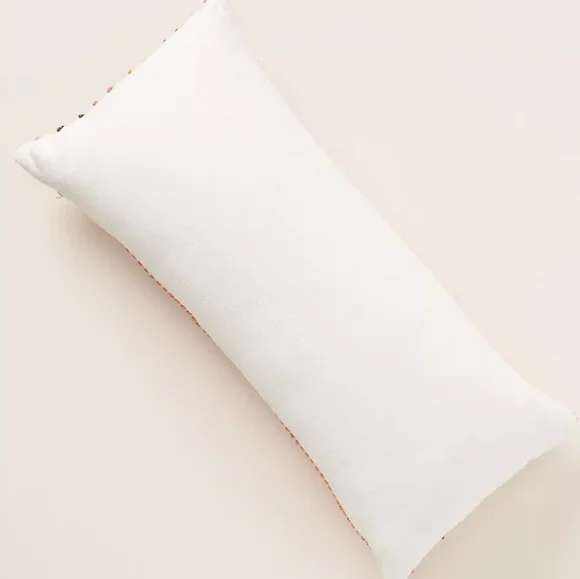 Anthropologie Rainbow-Striped Embroidered Pillow
